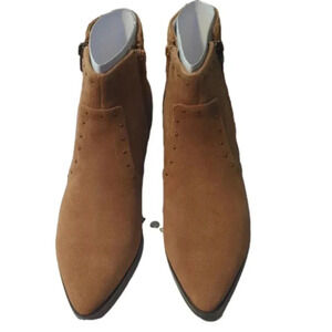 Marc Fisher Leather Western Detail Ankle Boots- Wanid